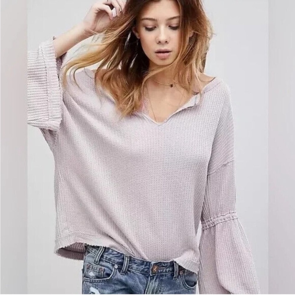Free People Dahlia Thermal Long Sleeve Top - Lavender - Picture 2 of 12